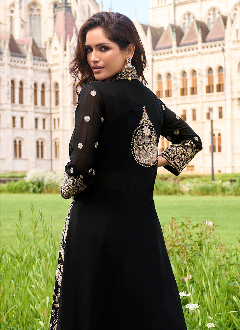 Georgette Wedding Wear Readymade Indowestern Suit velmira