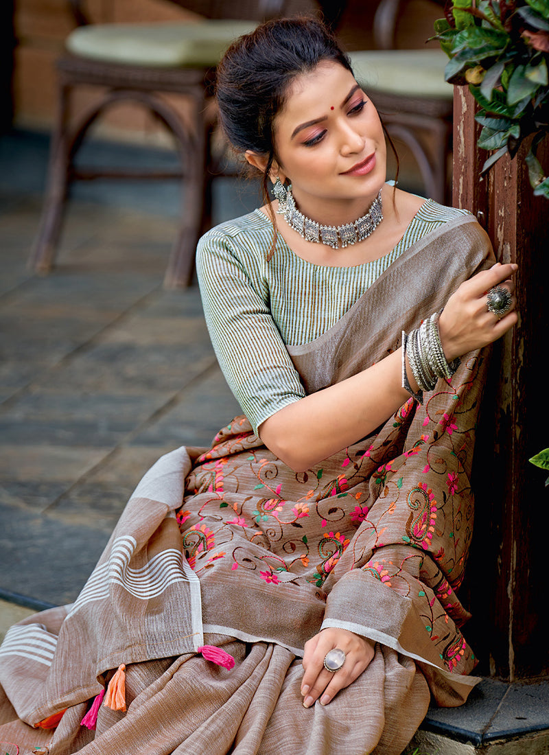 Linen Daily Wear Saree velmira
