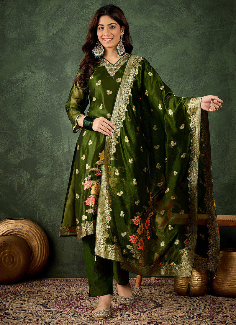 Organza Silk Wedding Wear Readymade Salwar velmira
