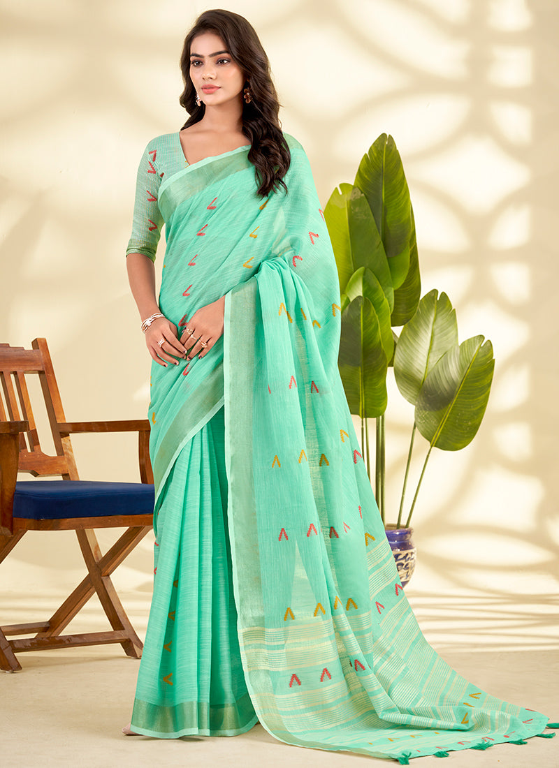 Linen Silk Party Wear Saree velmira