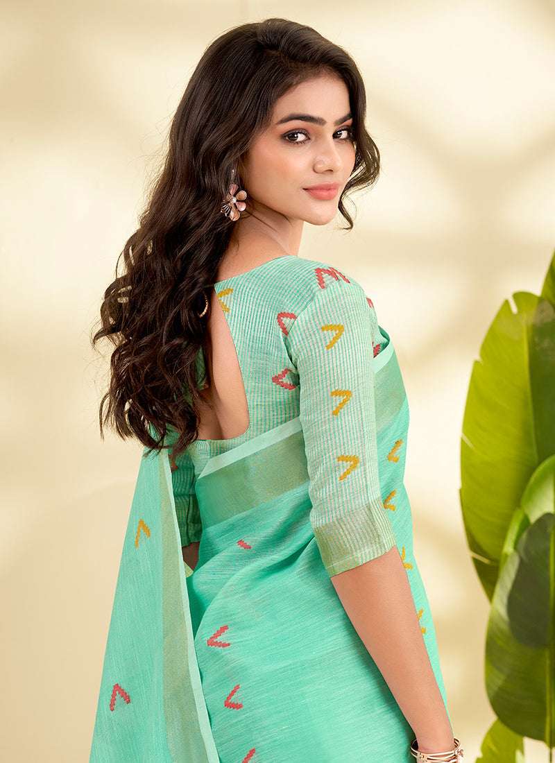 Linen Silk Party Wear Saree velmira