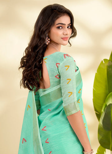 Linen Silk Party Wear Saree velmira
