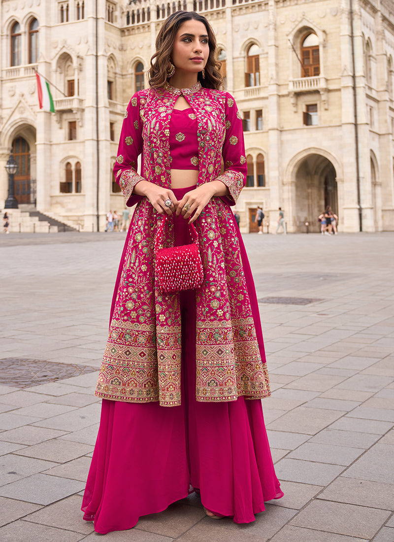 Georgette Wedding Wear Readymade Indowestern Suit velmira