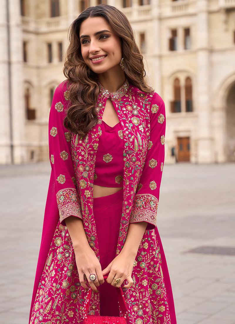 Georgette Wedding Wear Readymade Indowestern Suit velmira