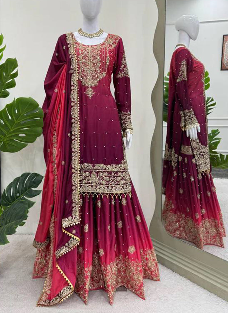 Chinon Party Wear Readymade Sharara Salwar velmira