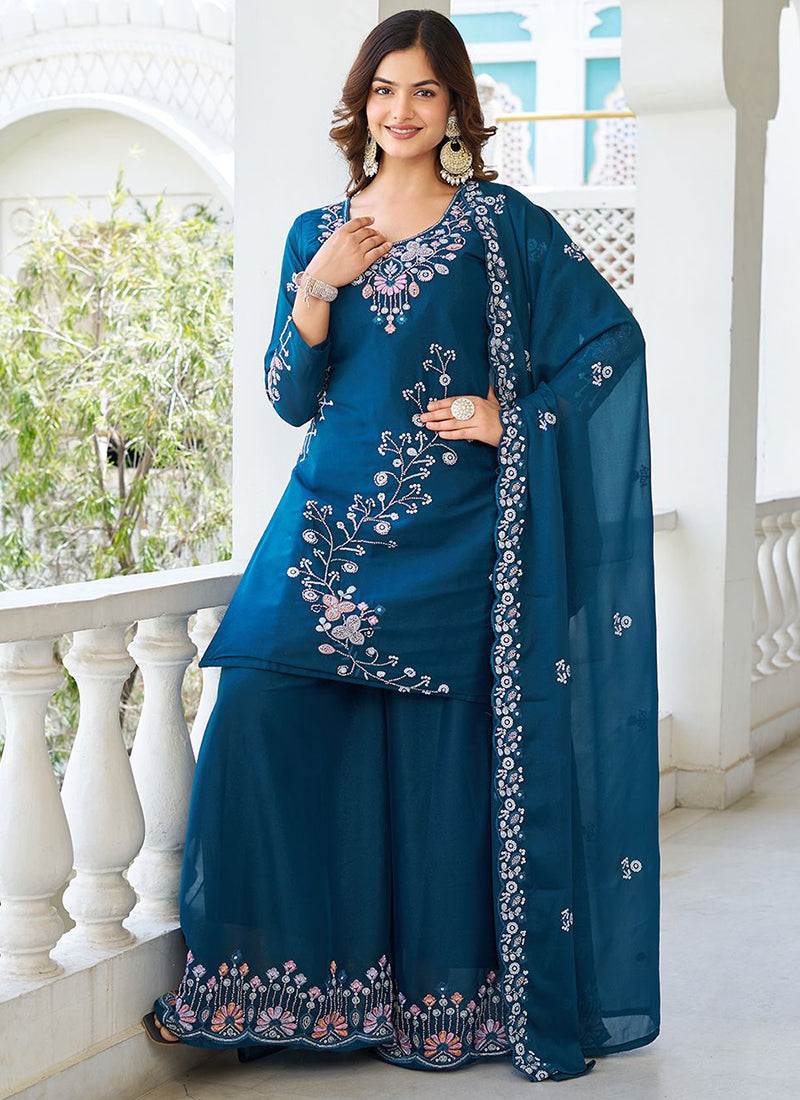 Star Georgette Party Wear Readymade Plazzo Suit velmira
