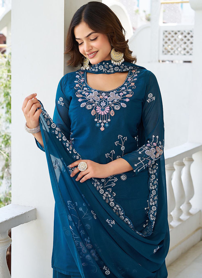 Star Georgette Party Wear Readymade Plazzo Suit velmira