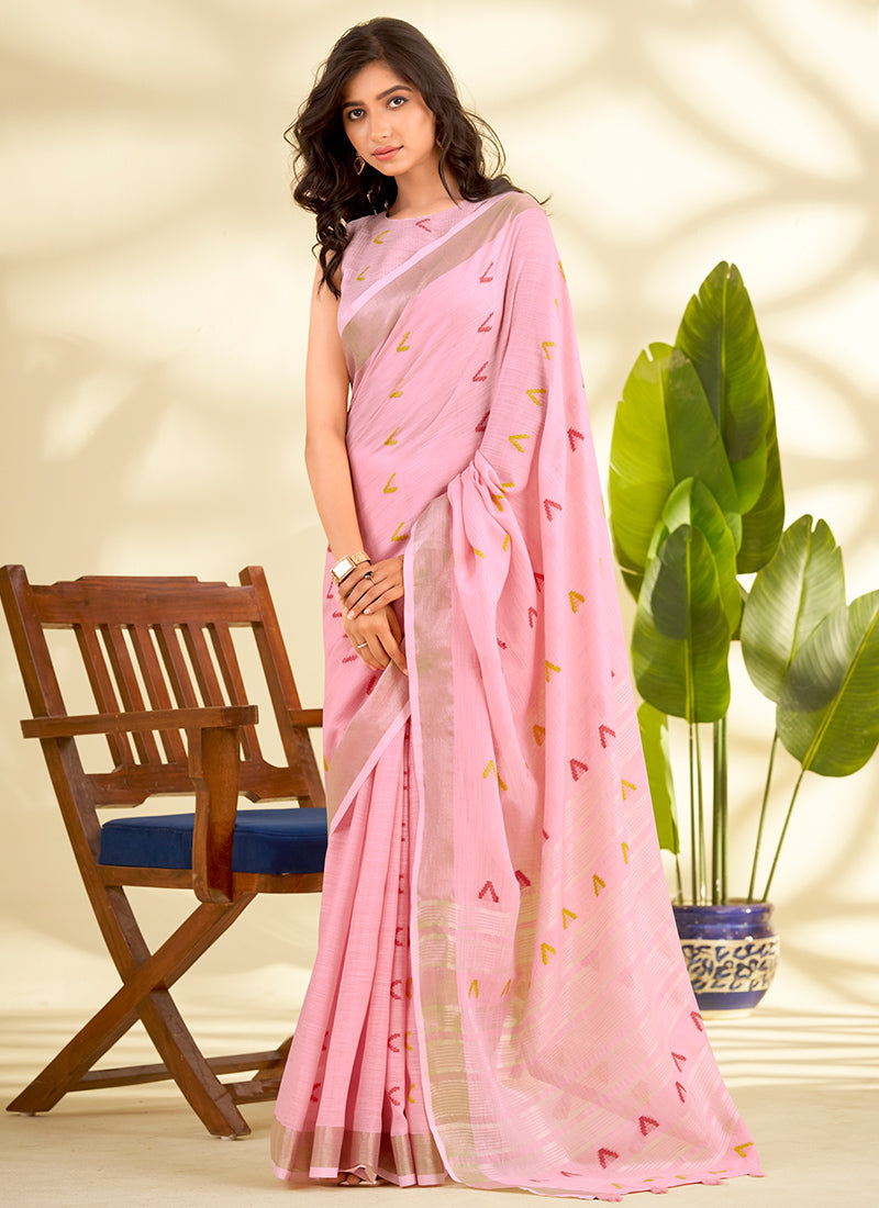 Linen Silk Party Wear Saree velmira