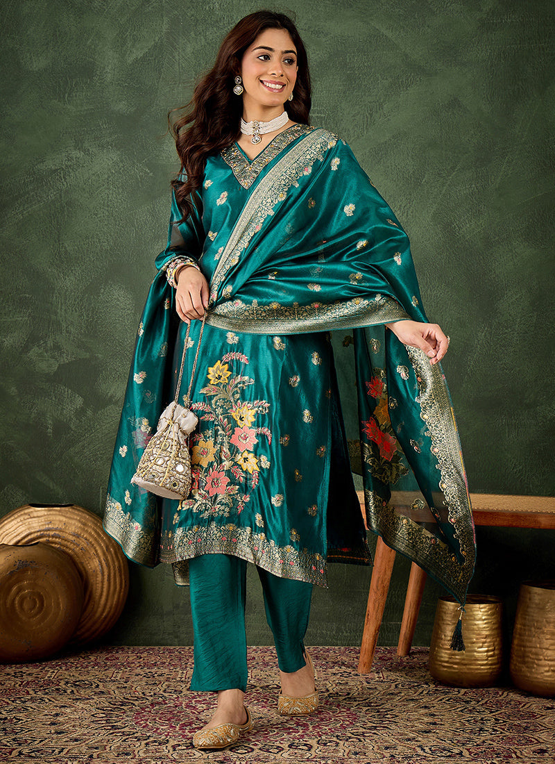 Organza Silk Wedding Wear Readymade Salwar velmira