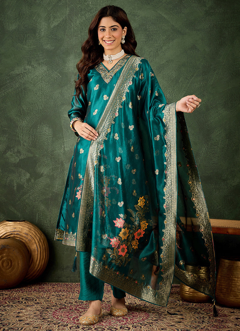 Organza Silk Wedding Wear Readymade Salwar velmira