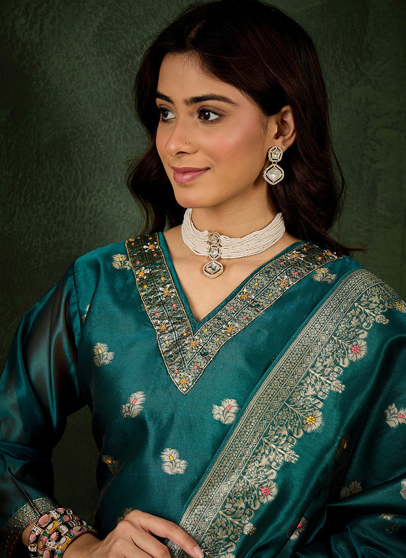 Organza Silk Wedding Wear Readymade Salwar velmira