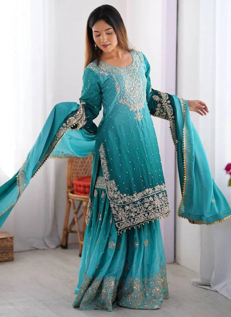 Chinon Party Wear Readymade Sharara Salwar velmira