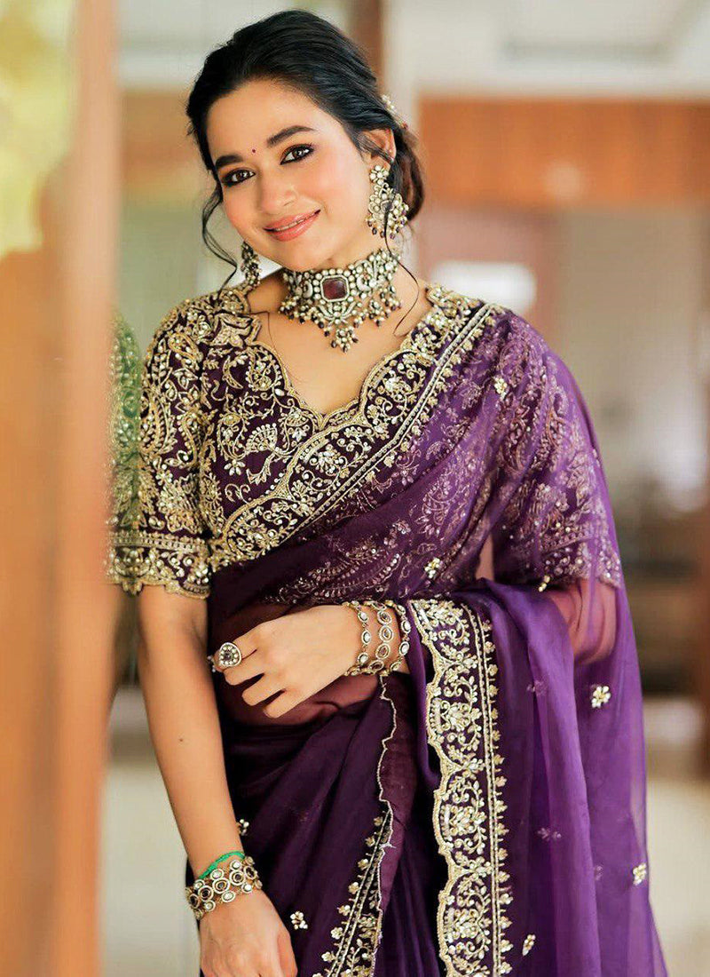 Organza Party Wear Saree velmira