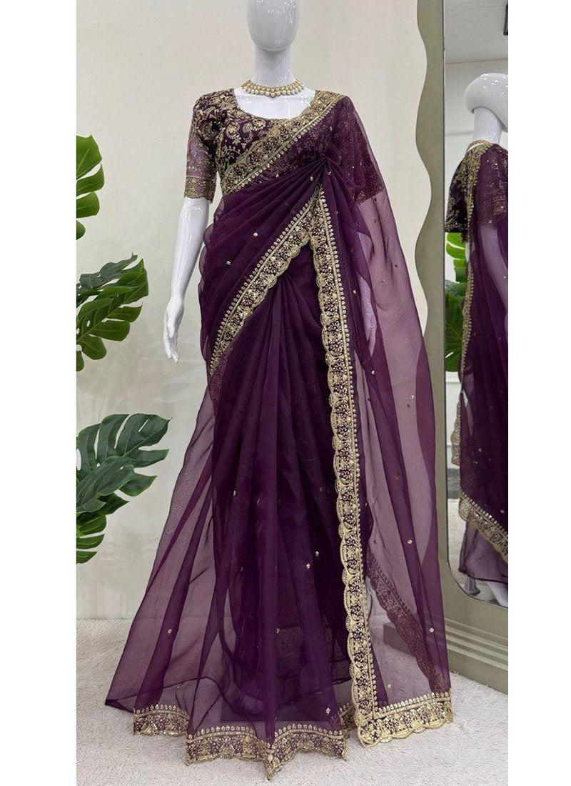 Organza Party Wear Saree velmira