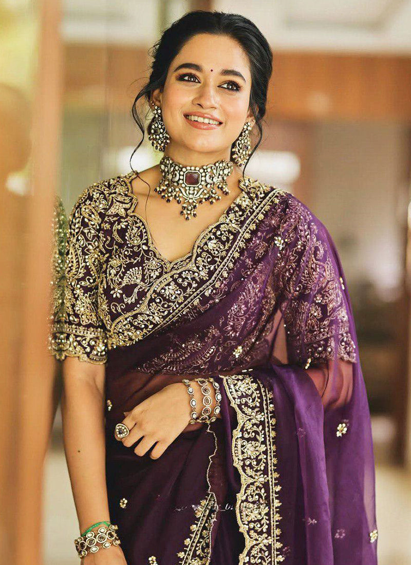 Organza Party Wear Saree velmira