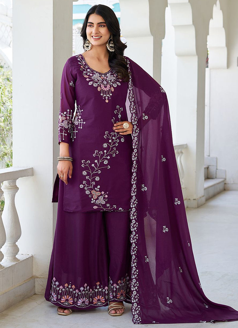 Star Georgette Party Wear Readymade Plazzo Suit velmira