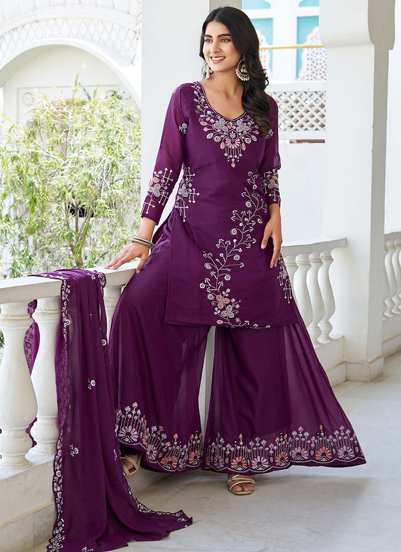 Star Georgette Party Wear Readymade Plazzo Suit velmira